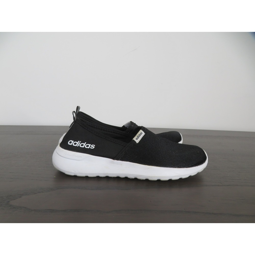 Adidas Cloudfoam Lite Racer Slip-On Shoes Womens 7 Black Walking Sneakers FX3304
